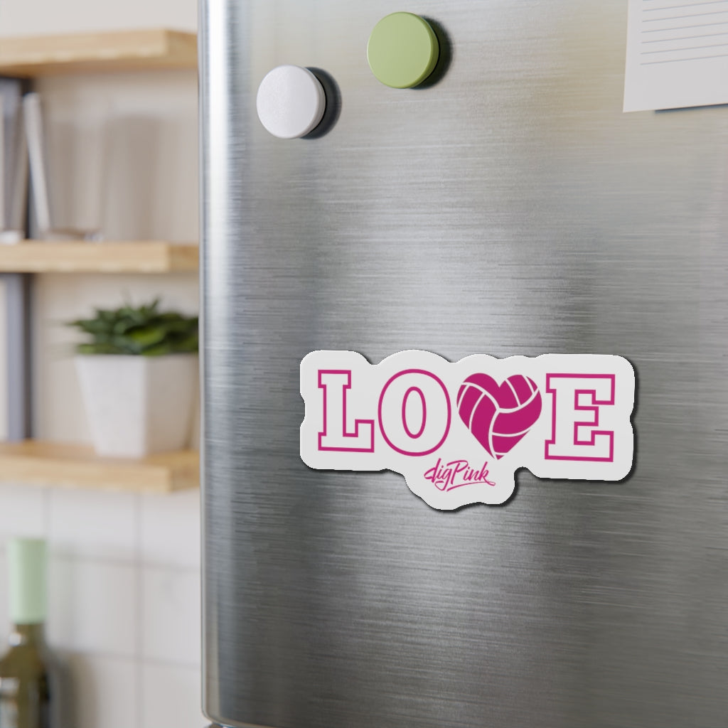 LOVE Volleyball, Dig Pink® Kiss-Cut Magnets