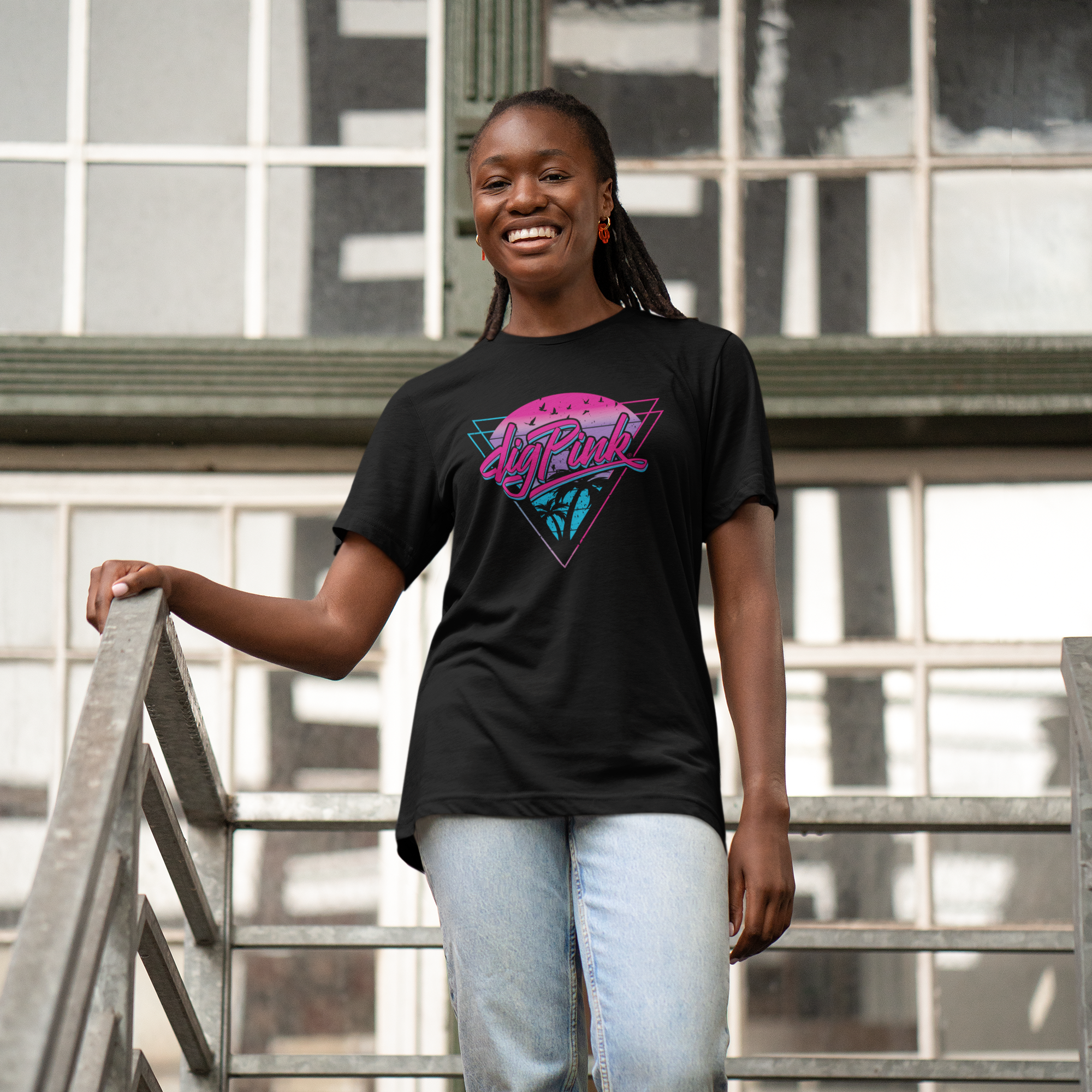 Dig Pink 80s Miami Vice-Inspired Shortsleeve T-Shirt