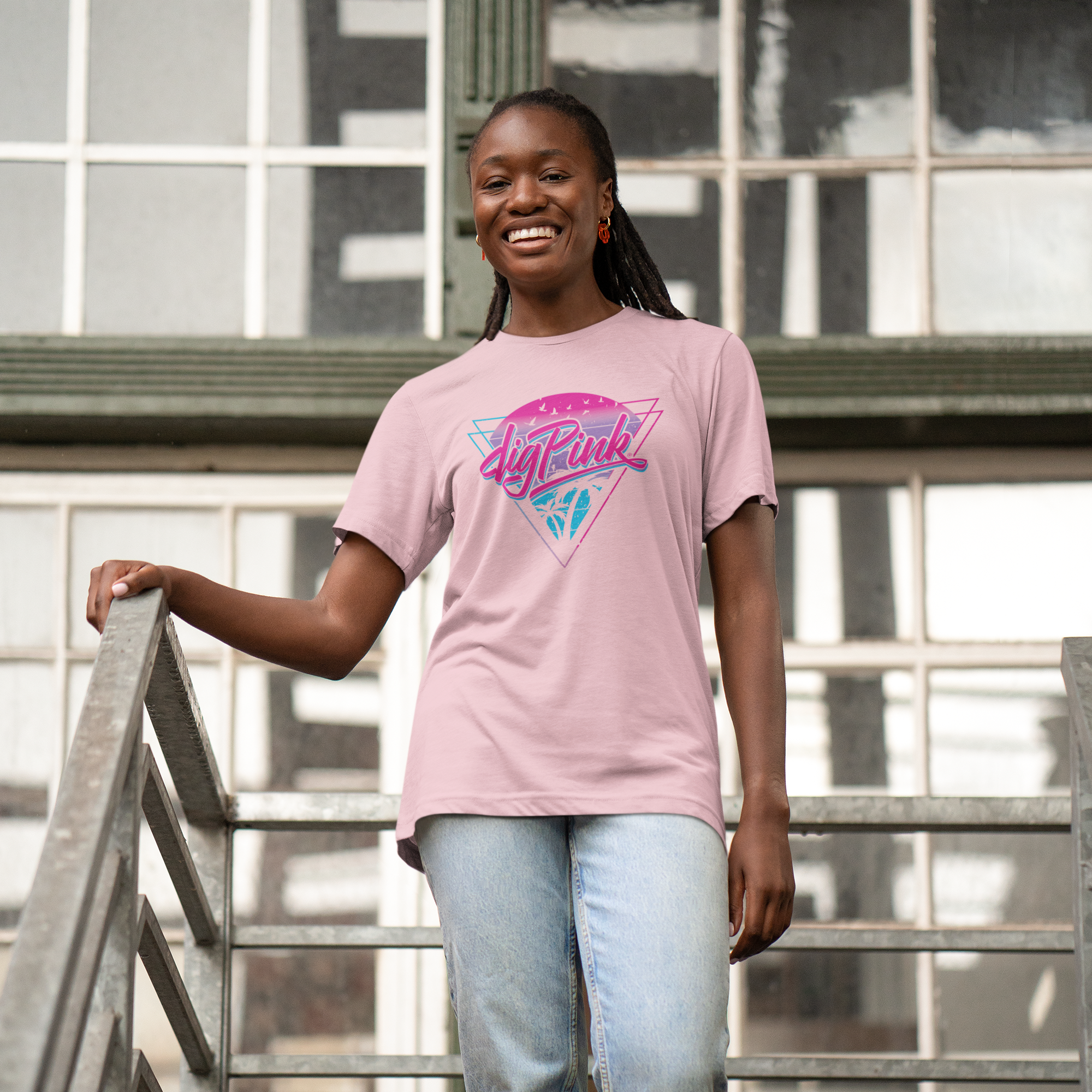 Dig Pink 80s Miami Vice-Inspired Shortsleeve T-Shirt