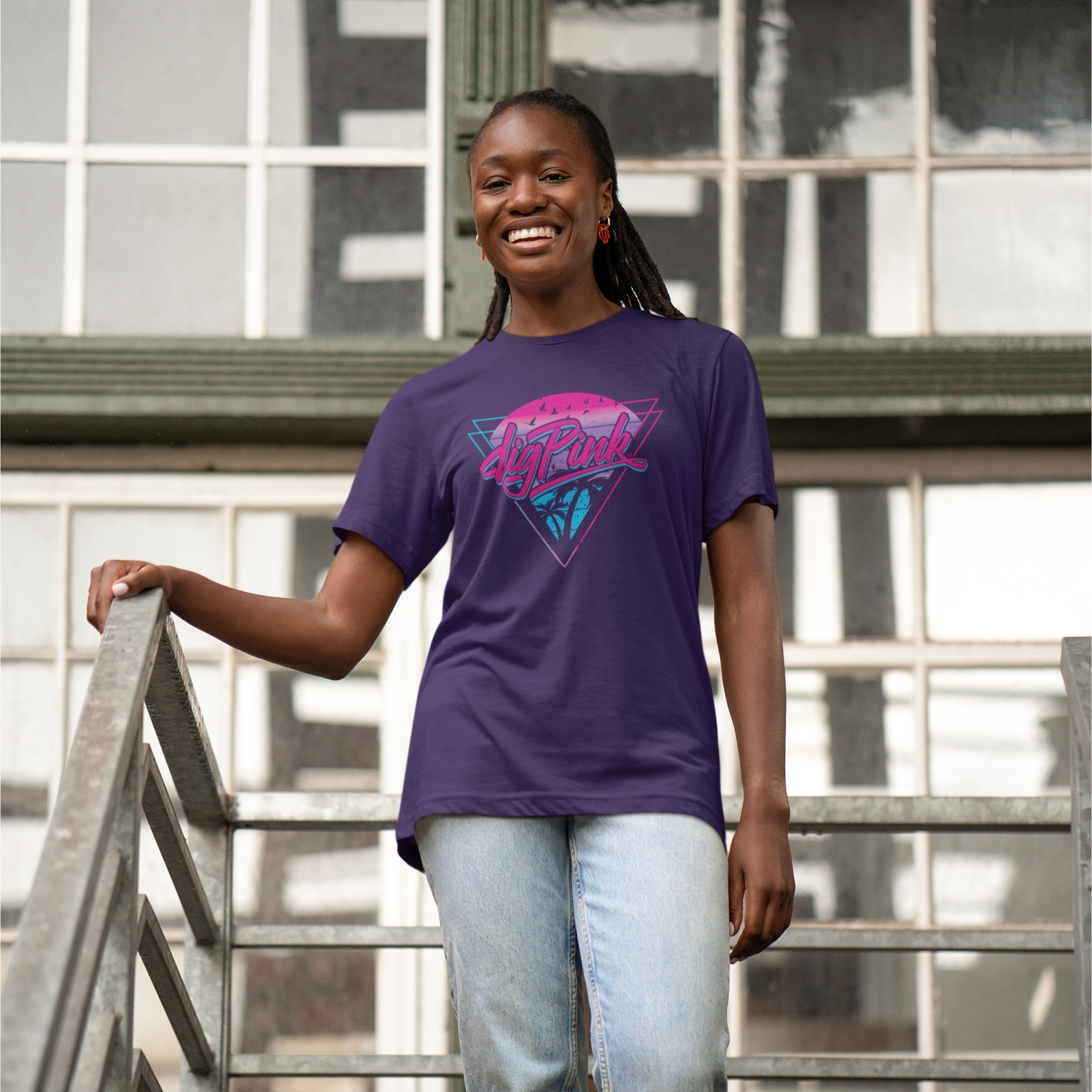 Dig Pink 80s Miami Vice-Inspired Shortsleeve T-Shirt