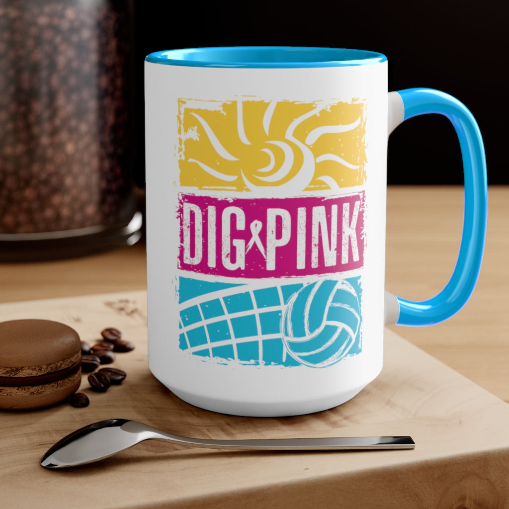 Fun in the Sun Dig Pink® Two-Tone Coffee Mug, 15oz