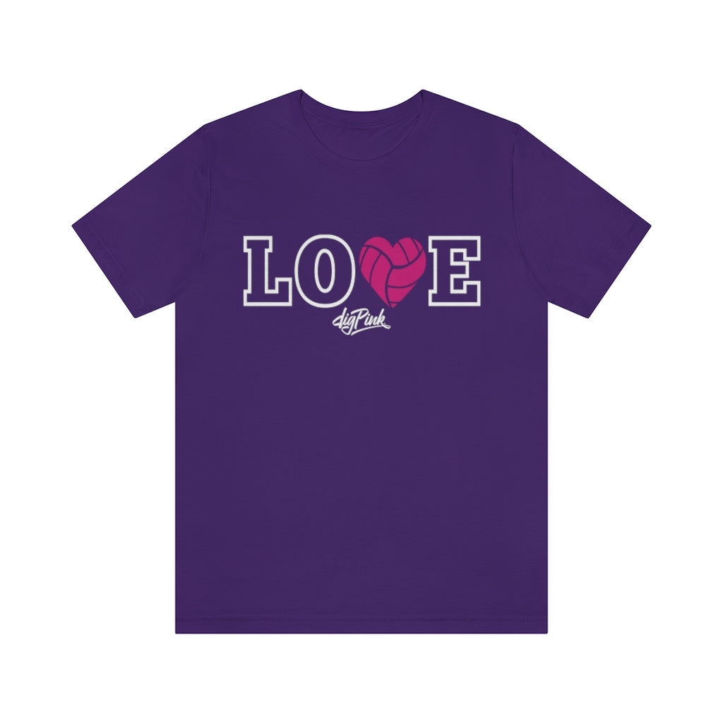 LOVE Volleyball, Dig Pink® Unisex Jersey Short Sleeve Tee