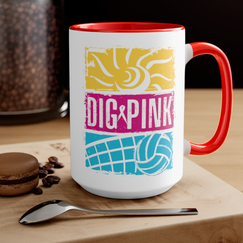 Fun in the Sun Dig Pink® Two-Tone Coffee Mug, 15oz