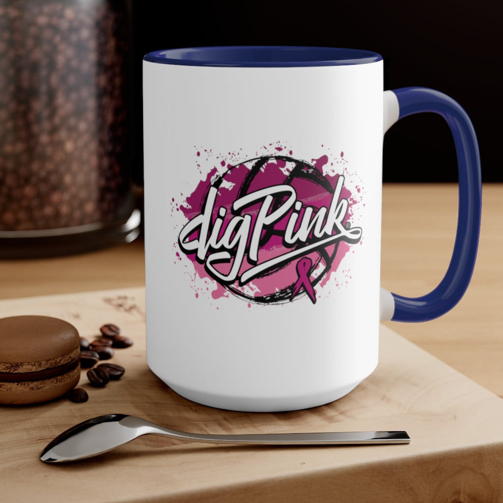 A Splash of Dig Pink® Two-Tone Coffee Mugs, 15oz