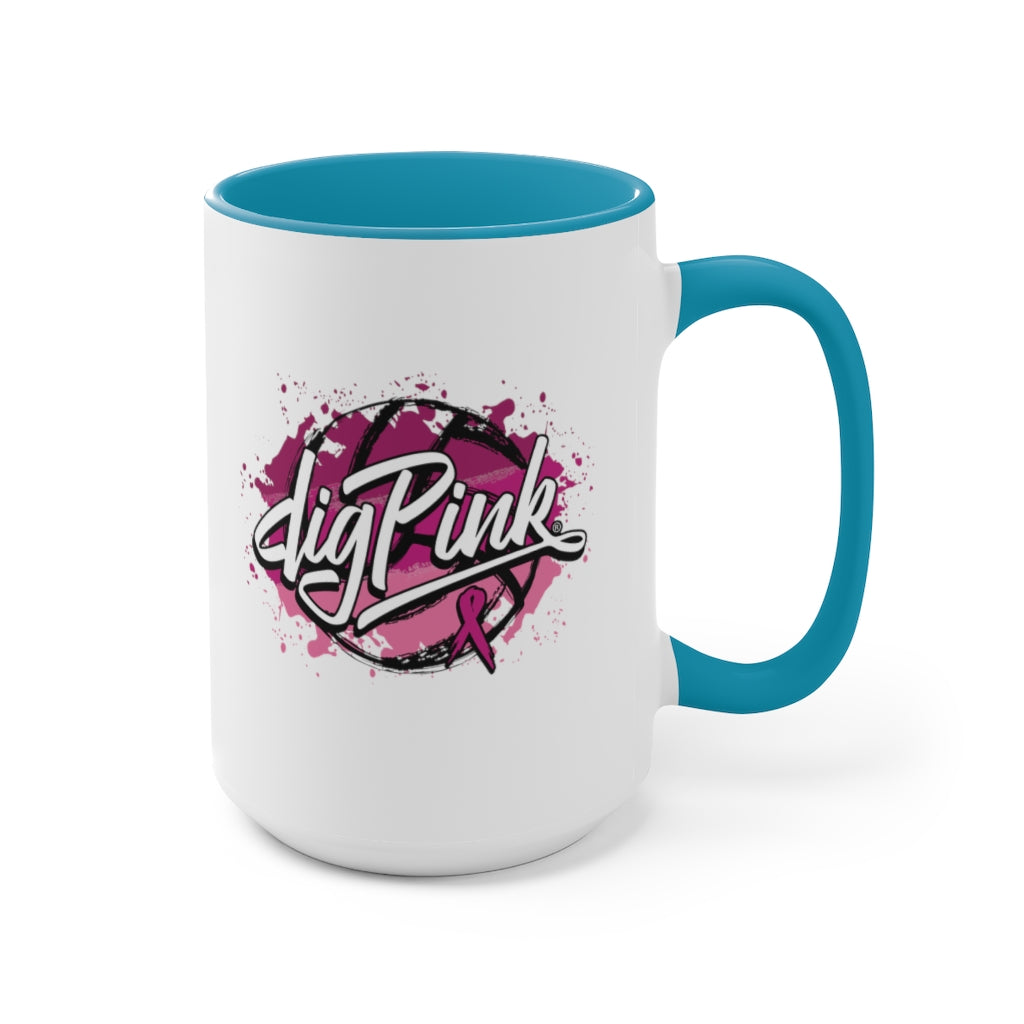 A Splash of Dig Pink® Two-Tone Coffee Mugs, 15oz