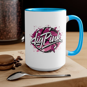 A Splash of Dig Pink® Two-Tone Coffee Mugs, 15oz