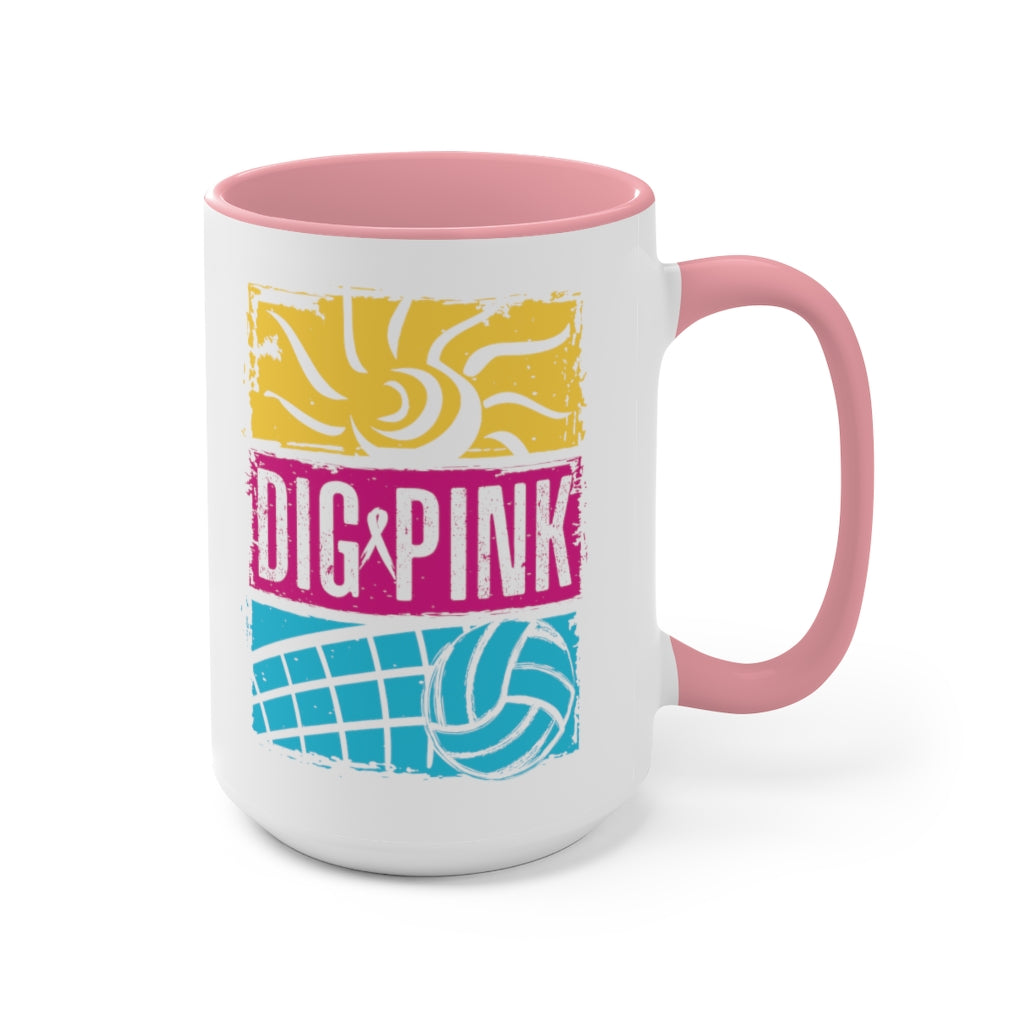 Fun in the Sun Dig Pink® Two-Tone Coffee Mug, 15oz