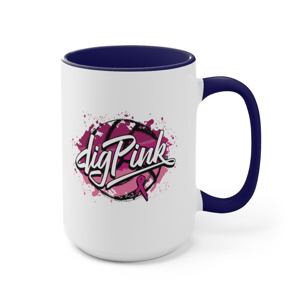 A Splash of Dig Pink® Two-Tone Coffee Mugs, 15oz