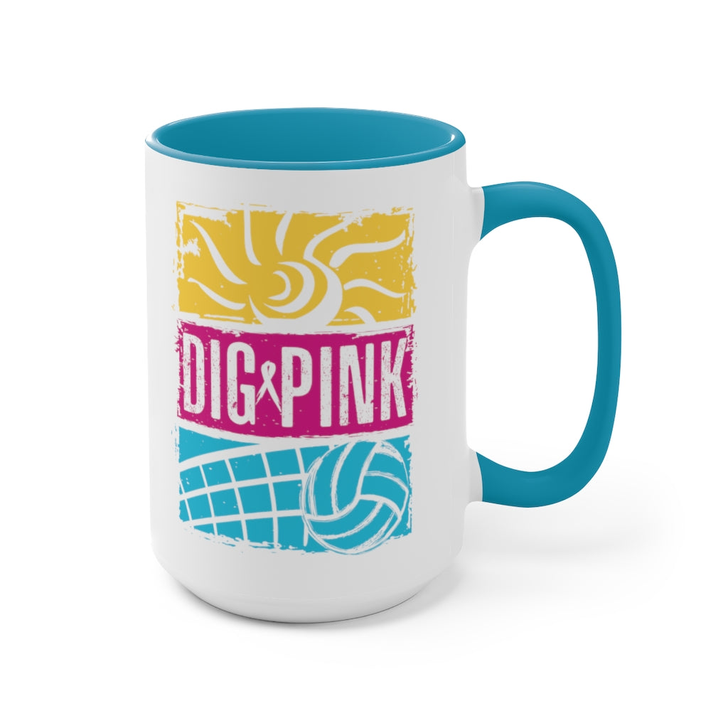 Fun in the Sun Dig Pink® Two-Tone Coffee Mug, 15oz