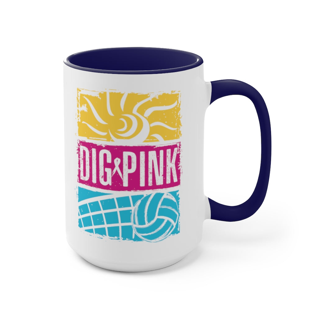 Fun in the Sun Dig Pink® Two-Tone Coffee Mug, 15oz
