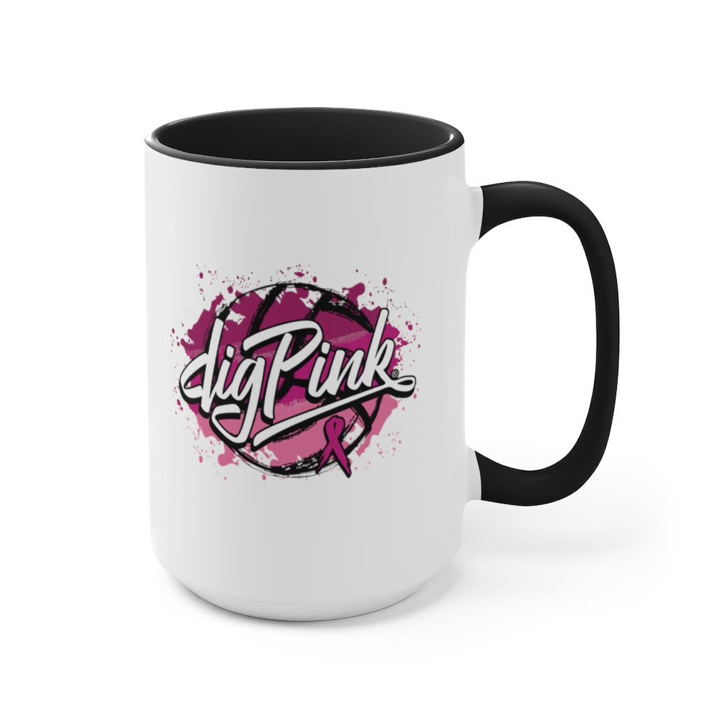 A Splash of Dig Pink® Two-Tone Coffee Mugs, 15oz