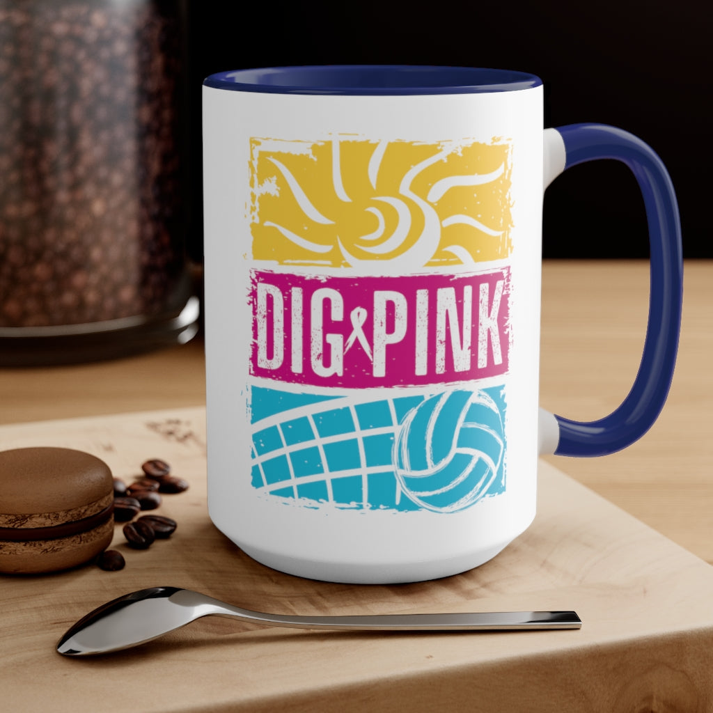 Fun in the Sun Dig Pink® Two-Tone Coffee Mug, 15oz
