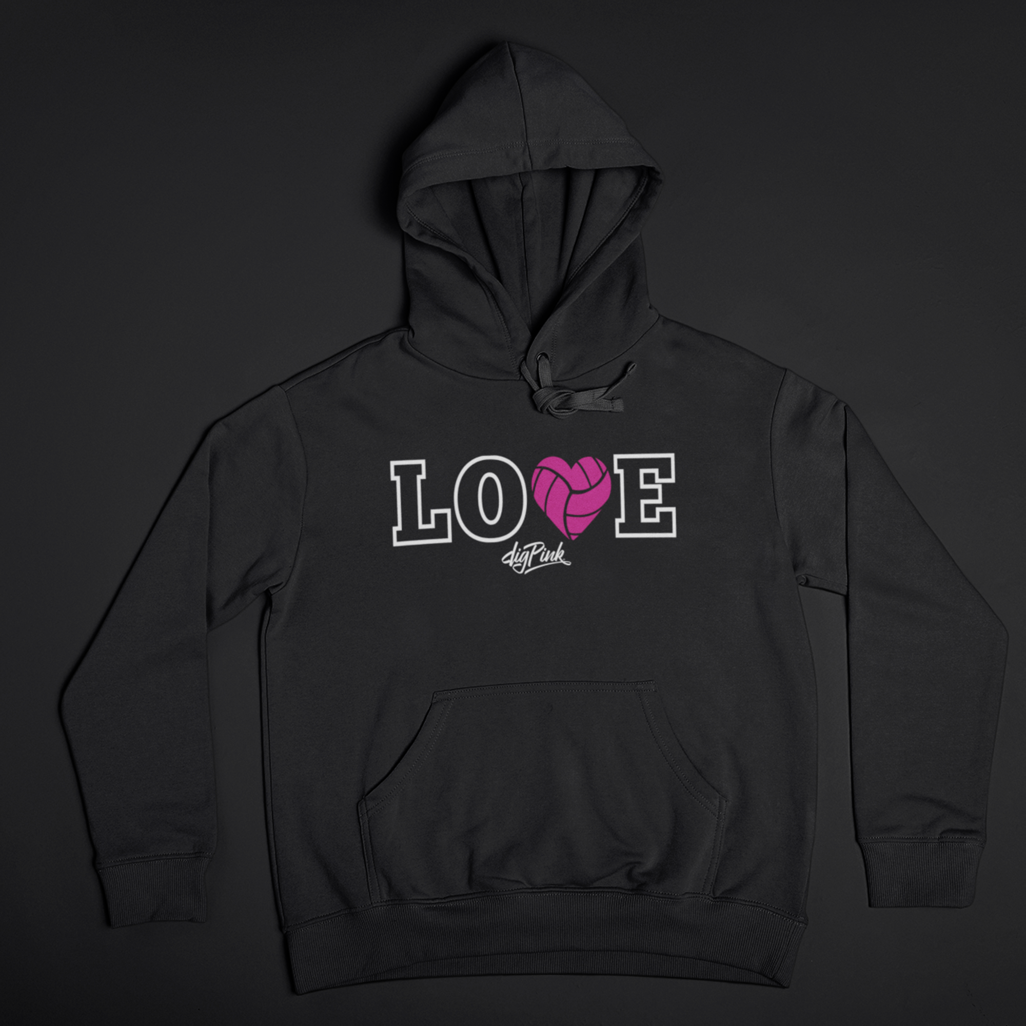 LOVE Volleyball, Dig Pink® Unisex Heavy Blend™ Hooded Sweatshirt