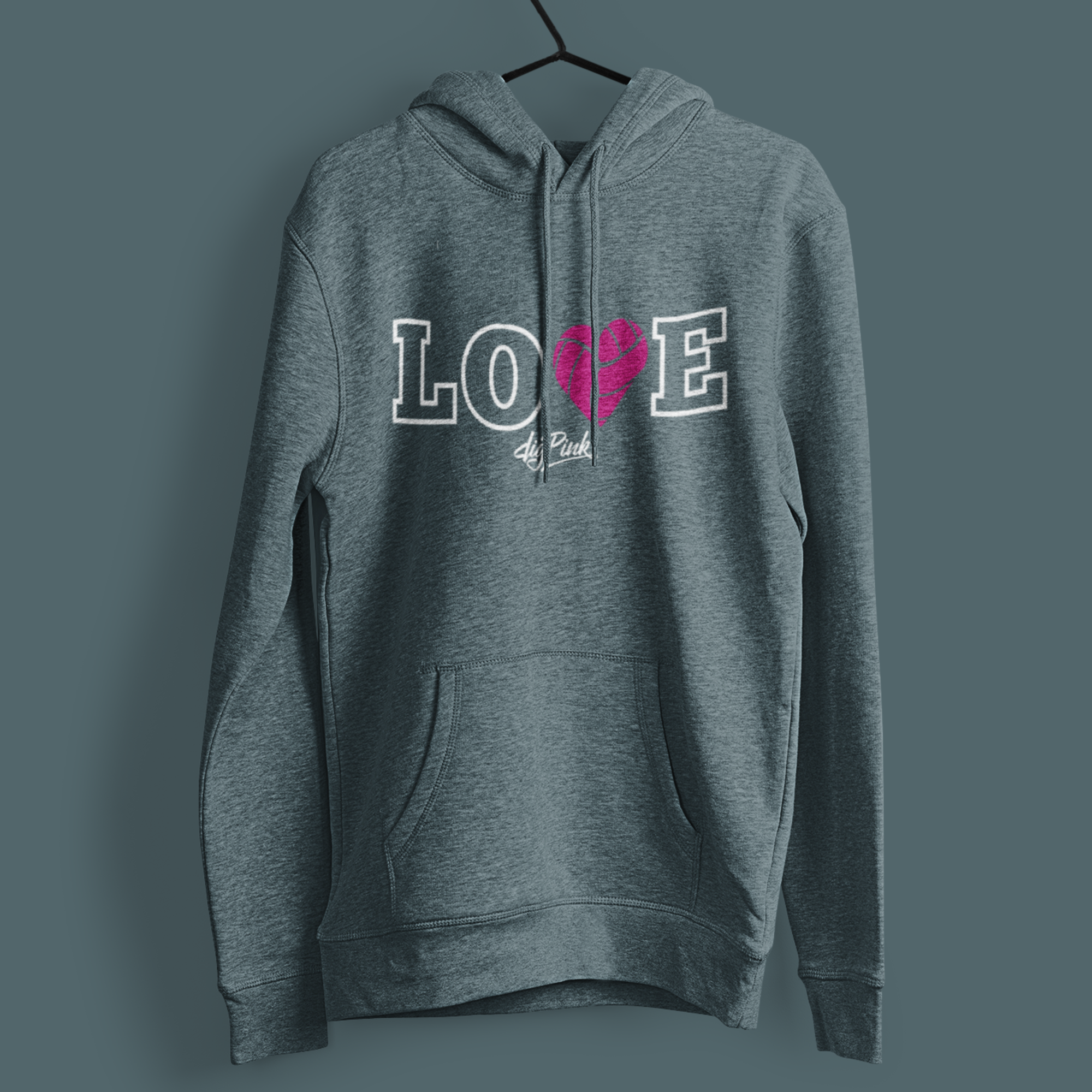 LOVE Volleyball, Dig Pink® Unisex Heavy Blend™ Hooded Sweatshirt