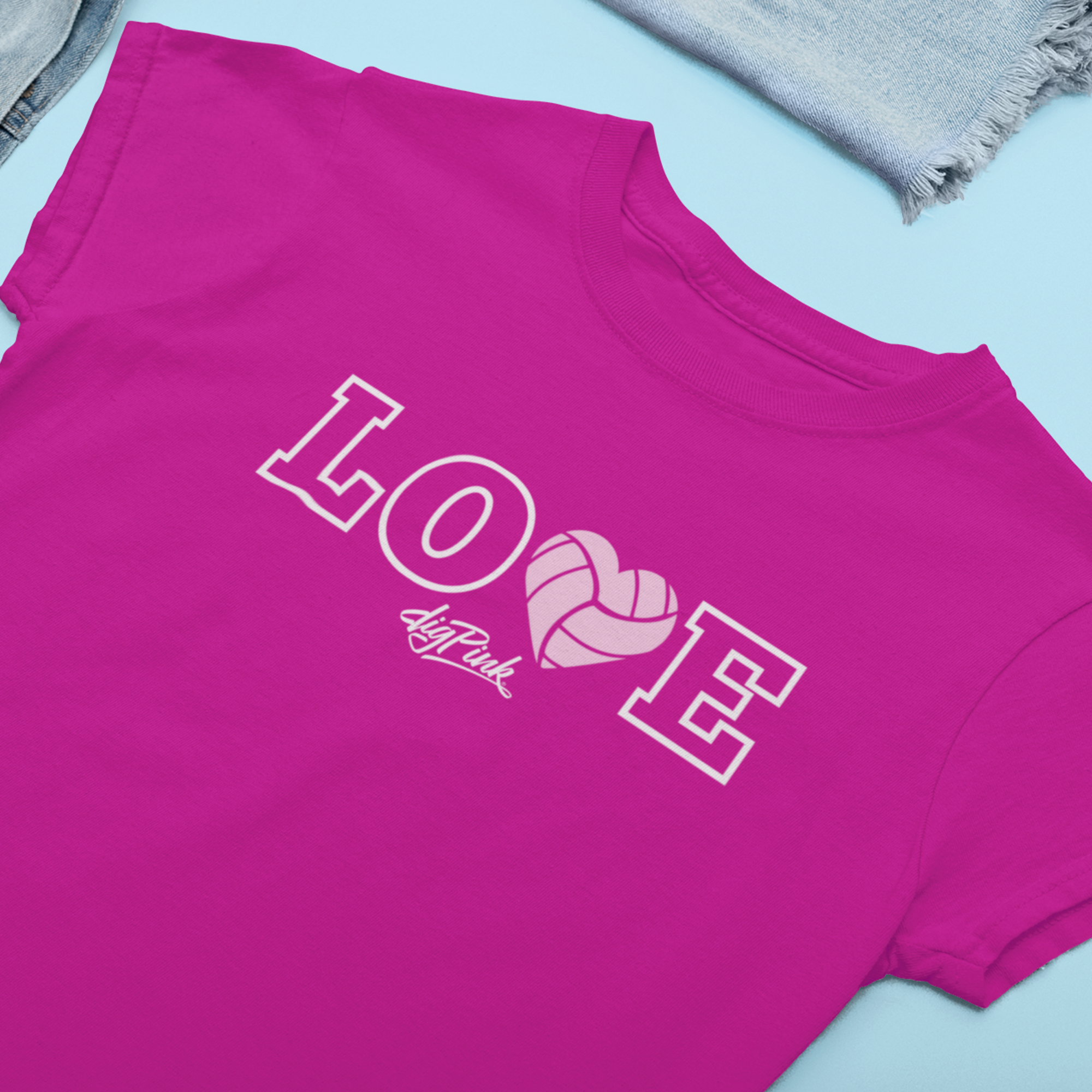 LOVE Volleyball, Dig Pink® Womens Cut Short Sleeve Tee