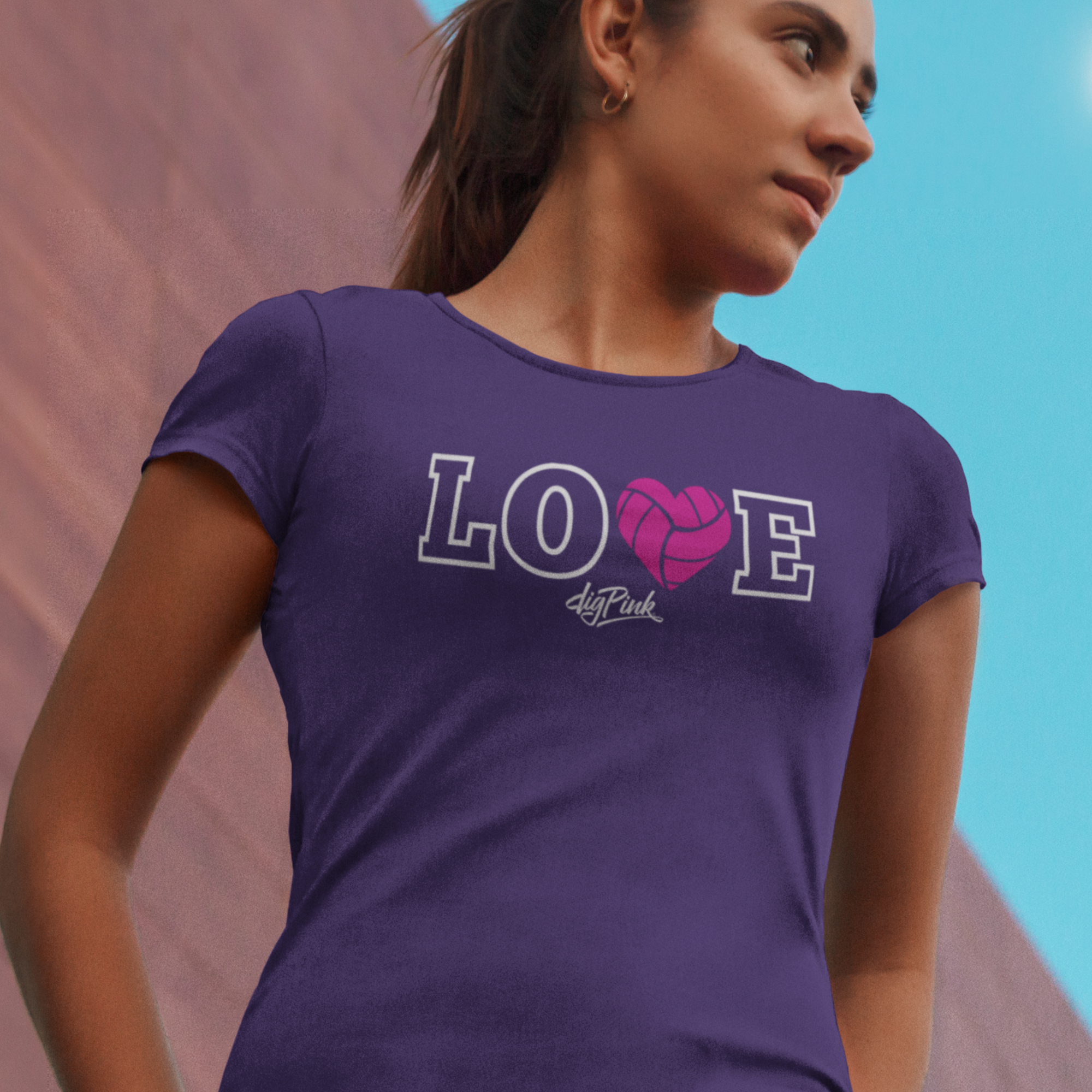 LOVE Volleyball, Dig Pink® Womens Cut Short Sleeve Tee